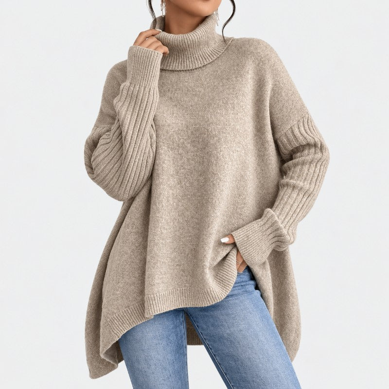 Veyara Oversized Knit Turtleneck Sweater