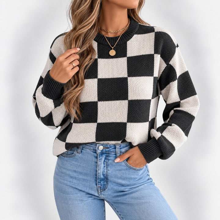 Harlyn Checkered Knit Sweater