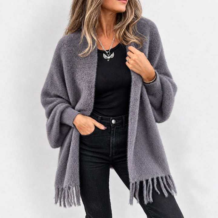 Fringe Open Front Knit Cardigan