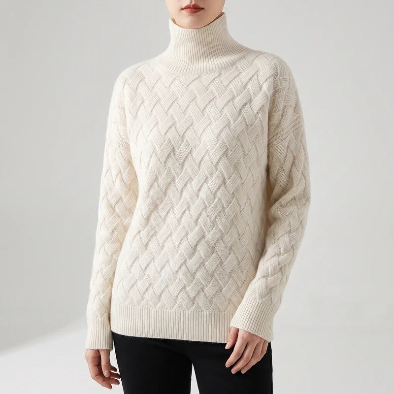 Cream knit apparel on an off-gray studio background