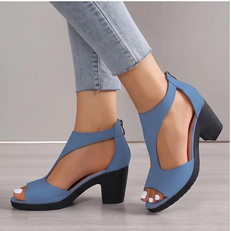 Model wearing Blue sandals in a studio - 2