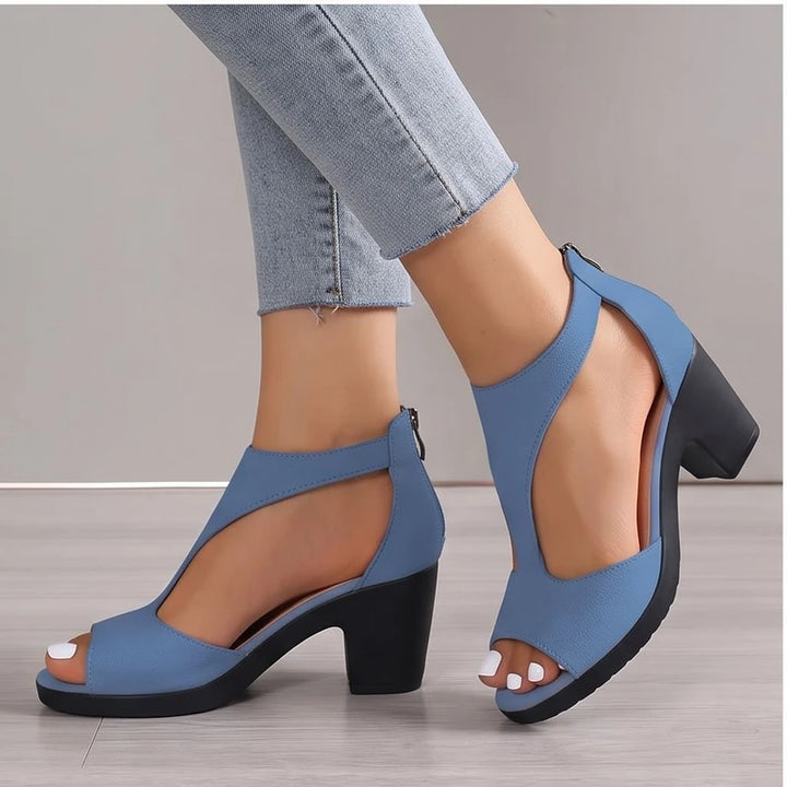 Model wearing Blue sandals in a studio - 2