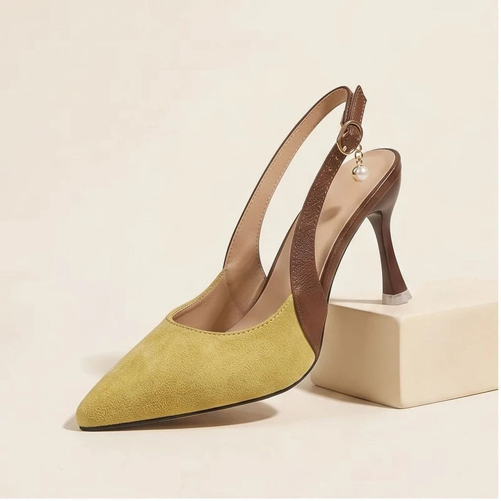 Yellow linen flats in a studio background