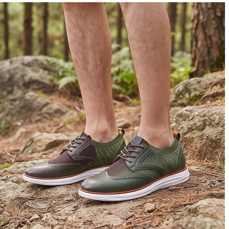 Model wearing Green mesh shoes outdoors - 3