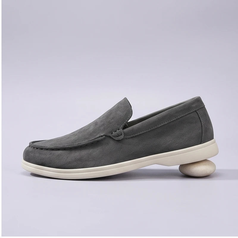 grey2 suede loafers in a studio background - 2