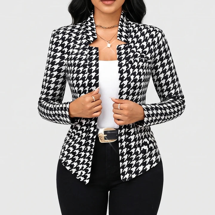 Brown blazer on an off-gray studio background - 4