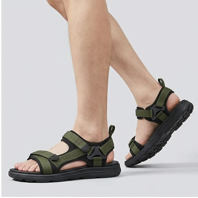 Model wearing Green Ashford Sport Sandals in studio - 2