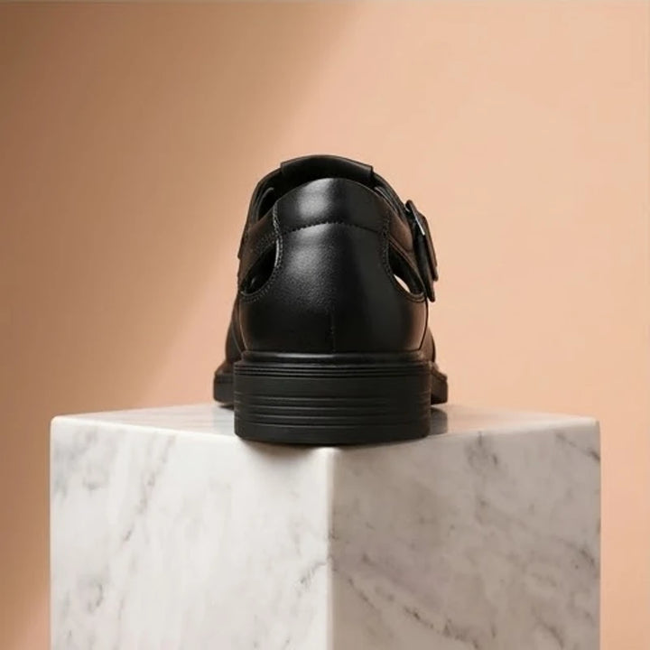 Black Stirling Genuine Cowhide Leather Fisherman Sandals product photo - 3