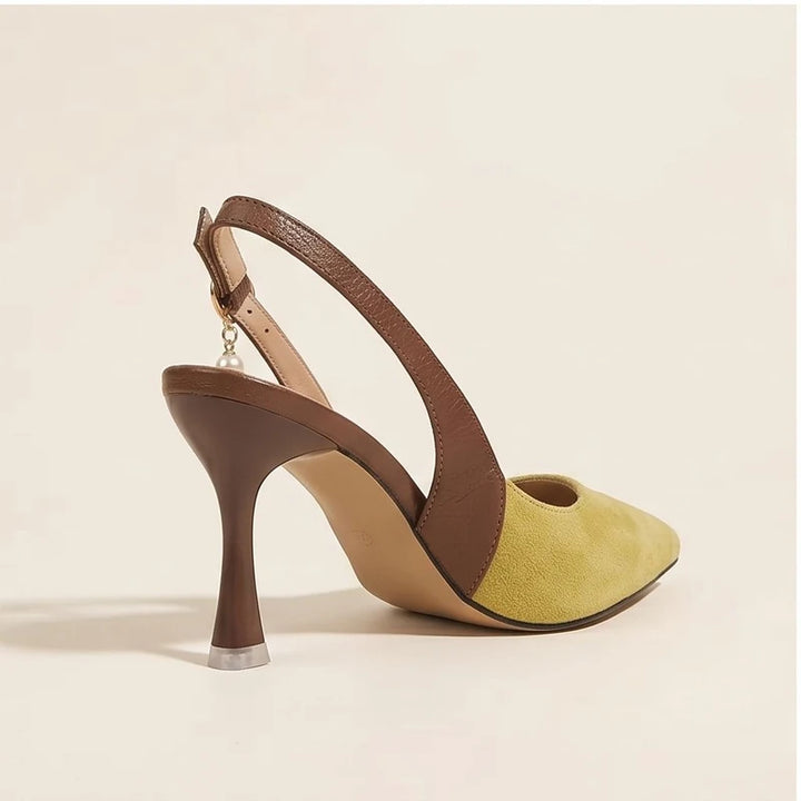 Yellow linen flats in a studio background - 2
