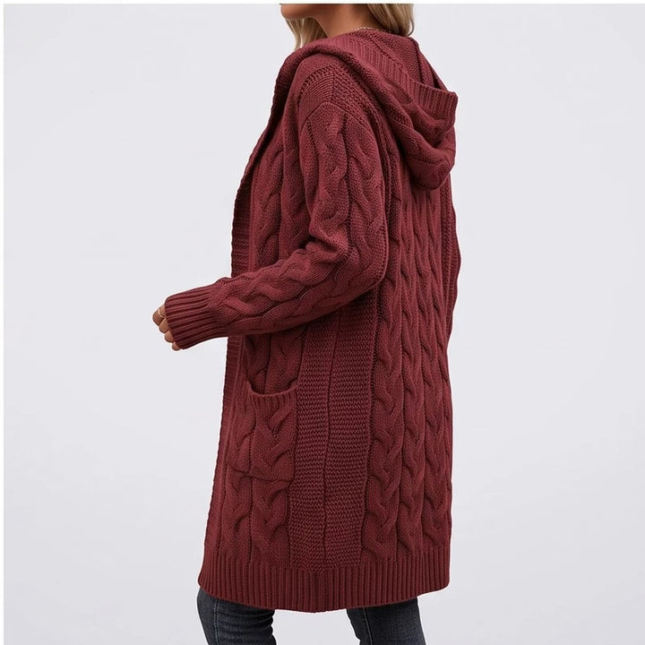 Model wearing D cardigan in a studio - 3