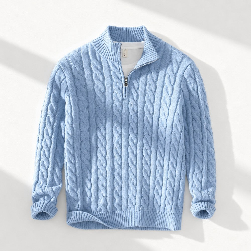 Oxford Men's Quarter Zip Cable Knit Sweater