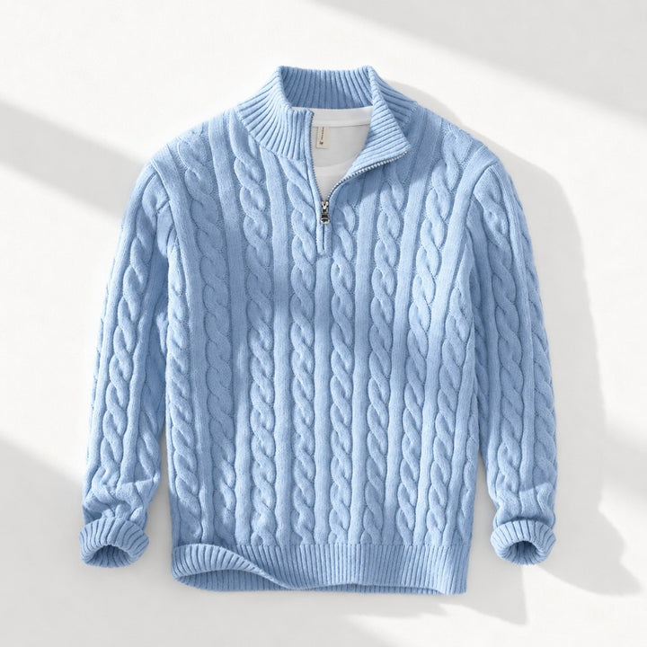 Oxford Men's Quarter Zip Cable Knit Sweater