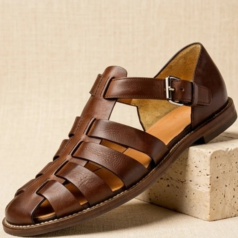 Dark Brown Rafferty Genuine Leather Fisherman Sandals product photo