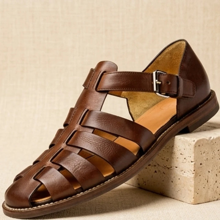Dark Brown Rafferty Genuine Leather Fisherman Sandals product photo