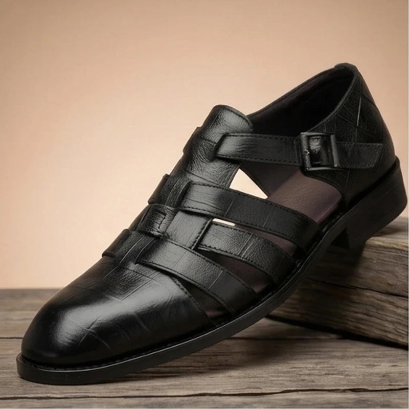 Black (Buckle) Prescott Genuine Cowhide Leather Fisherman Sandals product photo