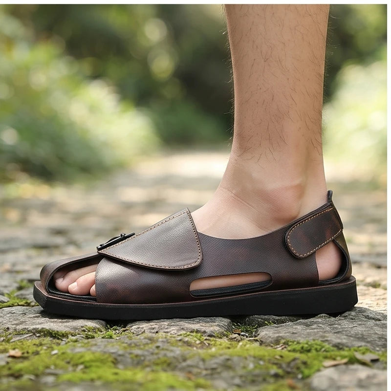Model wearing Brown flat outdoors - 3