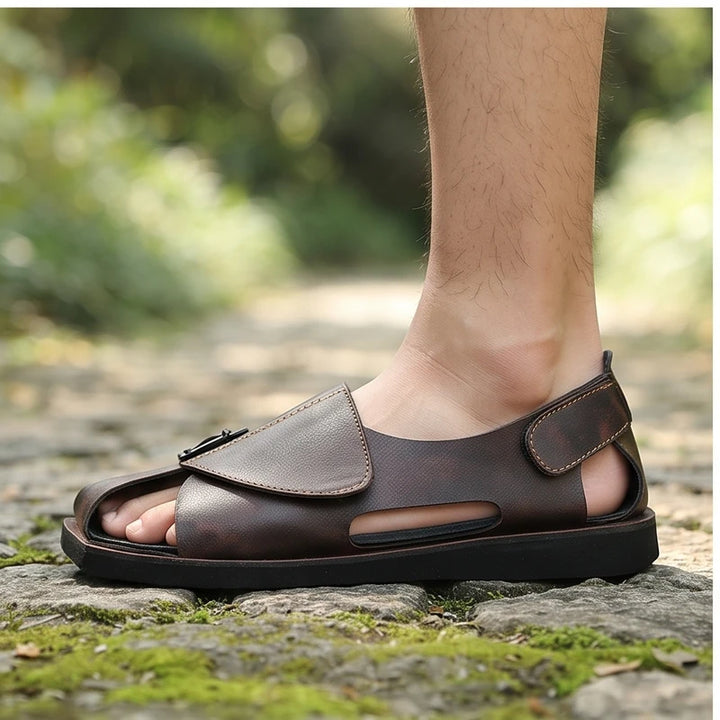 Model wearing Brown flat outdoors - 3