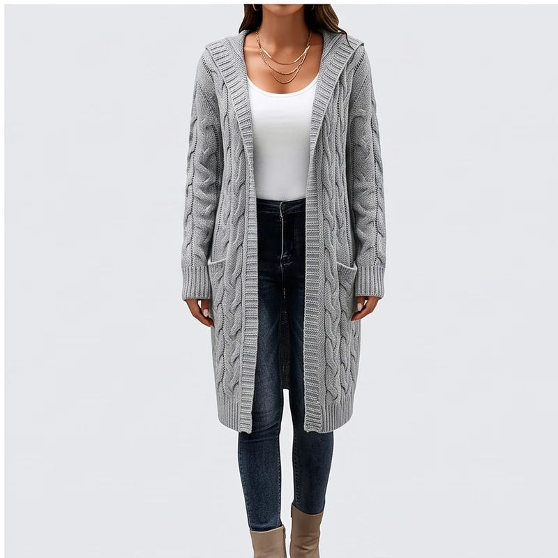 Model wearing K cardigan in a studio - 2