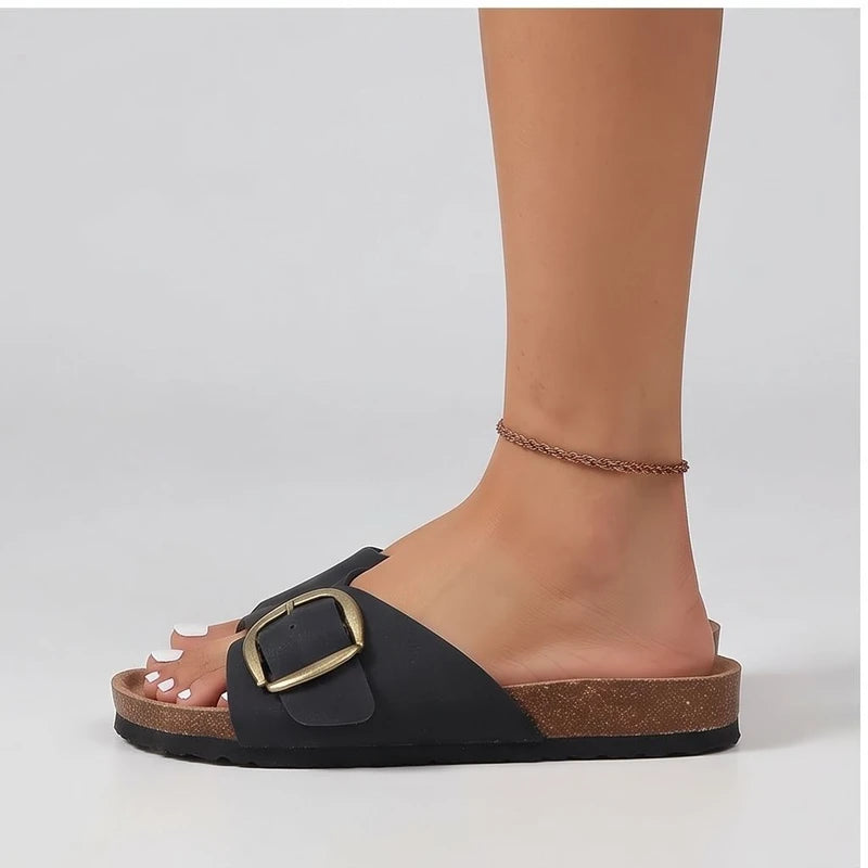Model wearing Black sandals in a studio - 2
