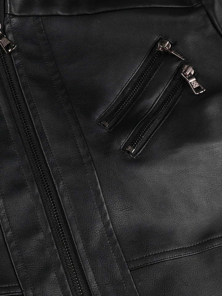 Maverick Leather Hooded Biker Jacket