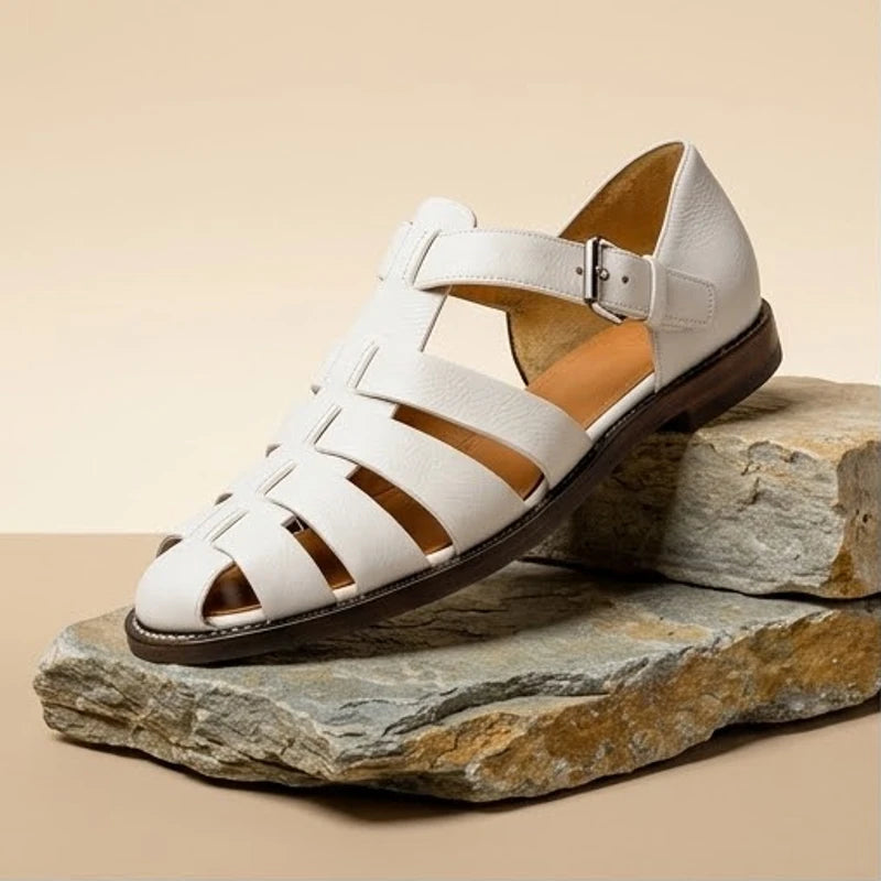 White Rafferty Genuine Leather Fisherman Sandals product photo