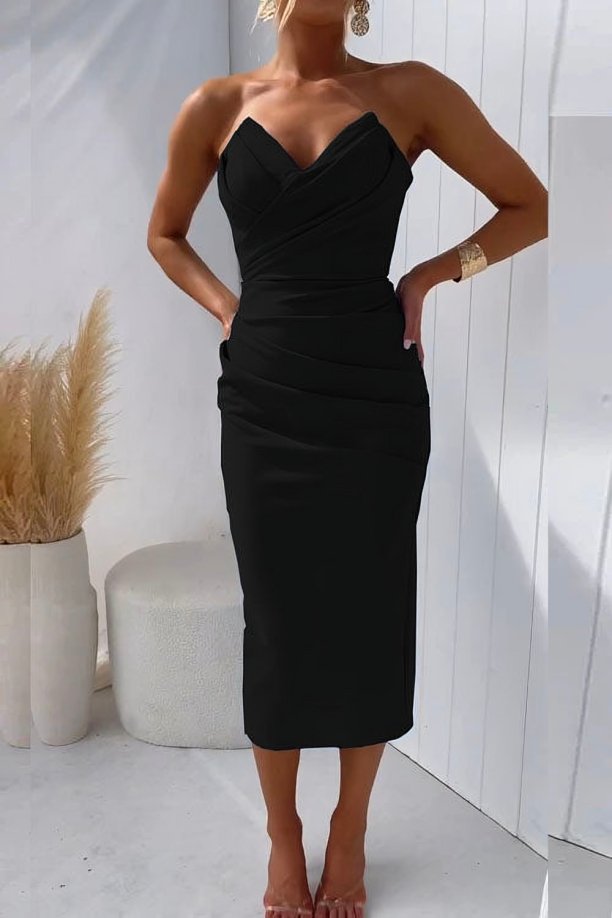 Cassandra Women's Strapless Bodycon Midi Dress
