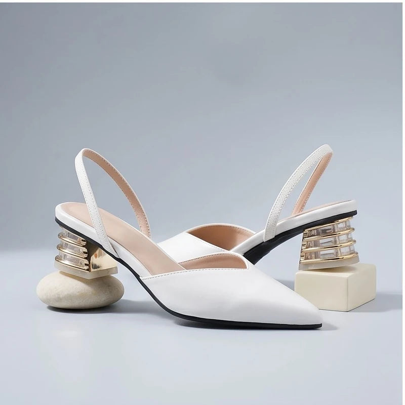 White sandals in a studio background - 3