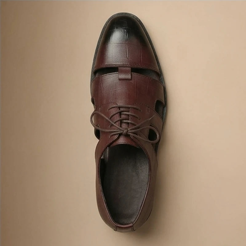 Brown (Lace-Up) Prescott Genuine Cowhide Leather Fisherman Sandals product photo - 4