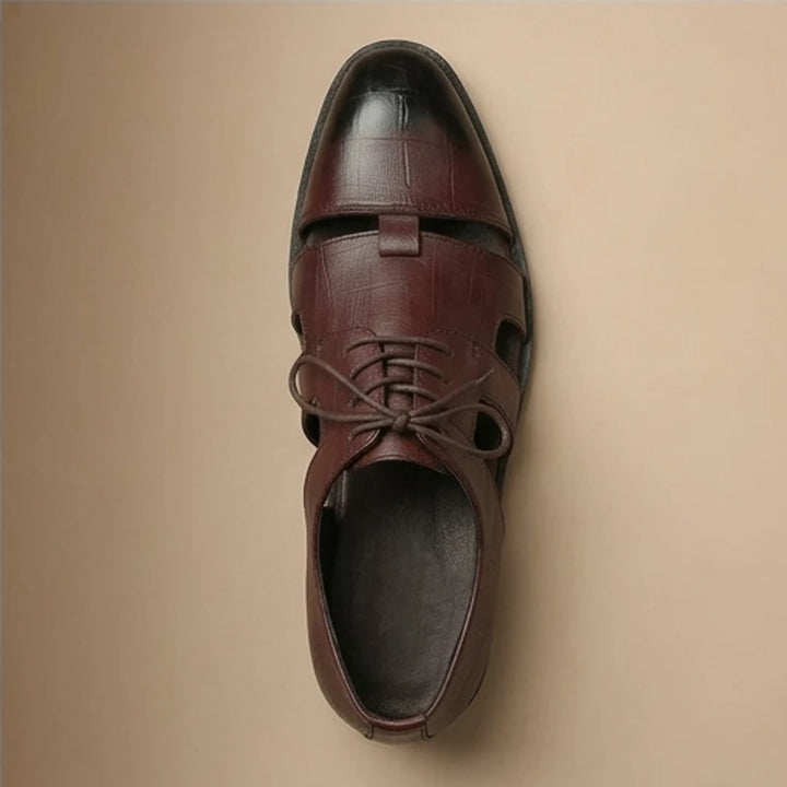 Brown (Lace-Up) Prescott Genuine Cowhide Leather Fisherman Sandals product photo - 4