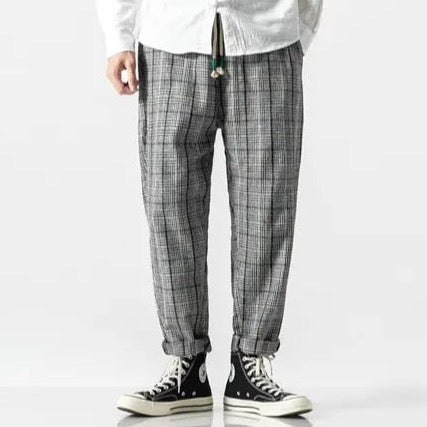 Thatcher Men's Plaid Linen Joggers