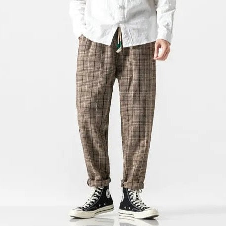 Thatcher Men's Plaid Linen Joggers