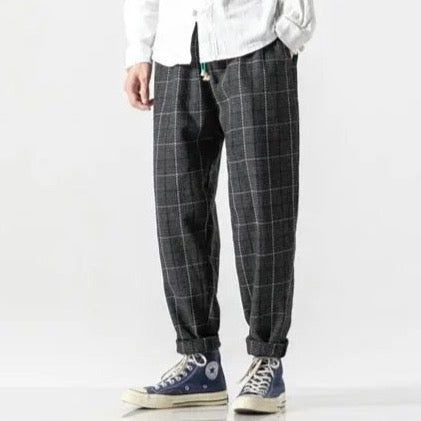 Thatcher Men's Plaid Linen Joggers