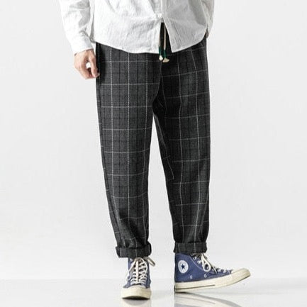 Thatcher Men's Plaid Linen Joggers