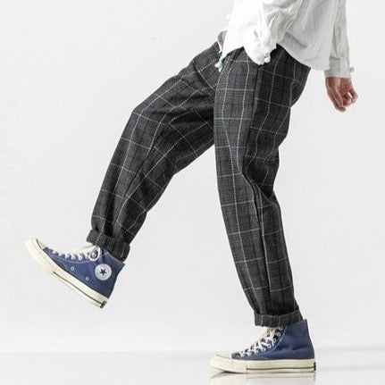 Thatcher Men's Plaid Linen Joggers