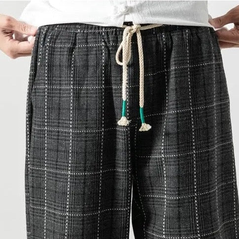 Thatcher Men's Plaid Linen Joggers