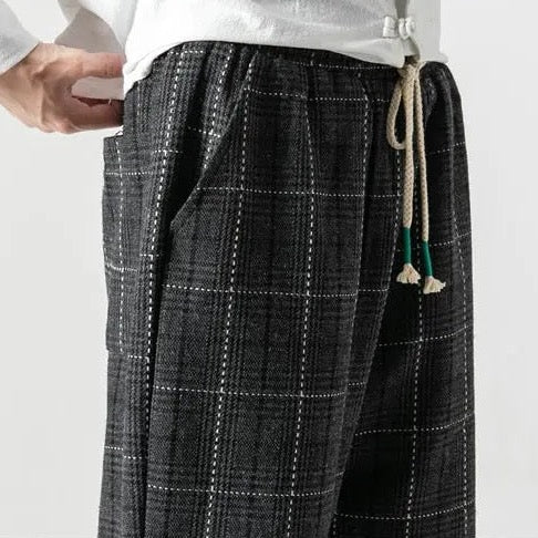 Thatcher Men's Plaid Linen Joggers