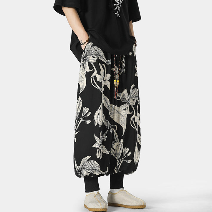 Kyoto Men's Wide-Leg Floral Joggers