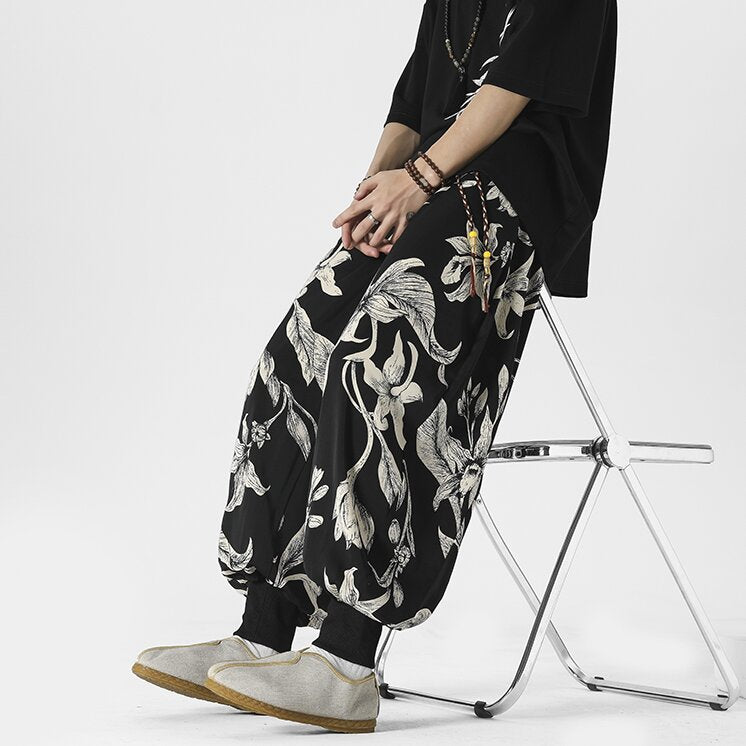 Kyoto Men's Wide-Leg Floral Joggers