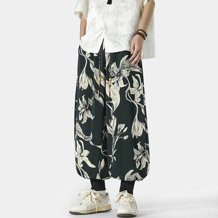 Kyoto Men's Wide-Leg Floral Joggers