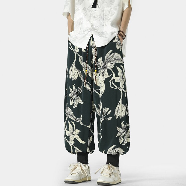 Kyoto Men's Wide-Leg Floral Joggers