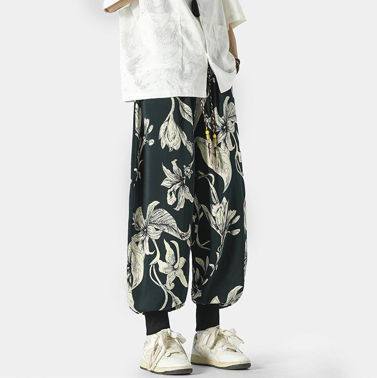 Kyoto Men's Wide-Leg Floral Joggers