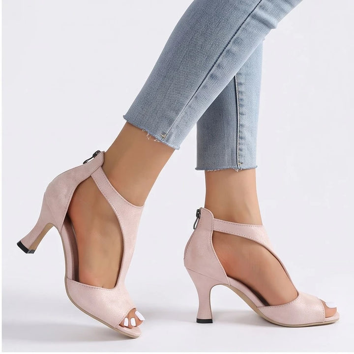 Model wearing Beige sandals in a studio - 2