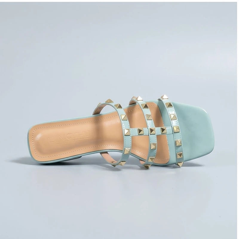 Blue Calista Studded Leather Sandals product photo - 3