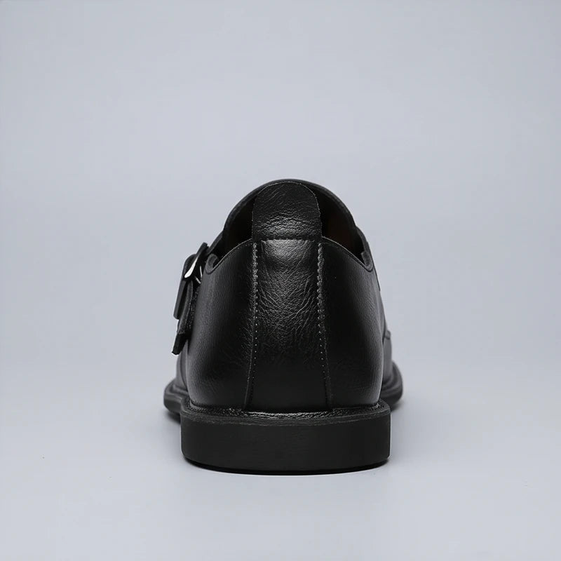 Black Winslow Genuine Leather Monk Strap Loafers product photo - 4