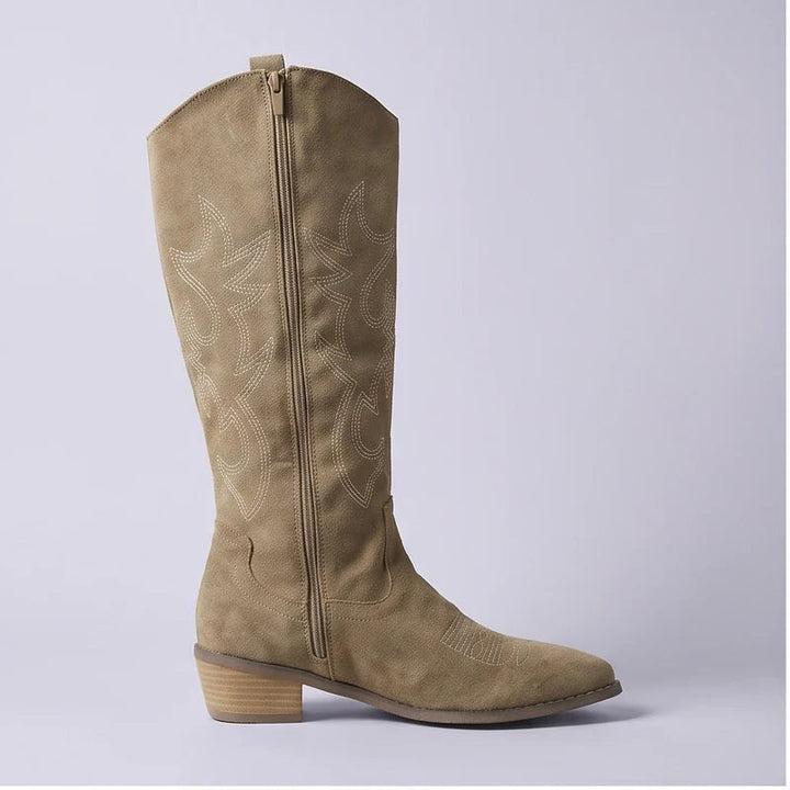 Khaki Harlow Embroidered Cowgirl Boots product photo - 2