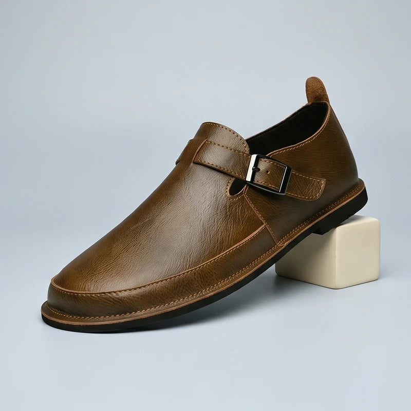 Brown Winslow Genuine Leather Monk Strap Loafers product photo