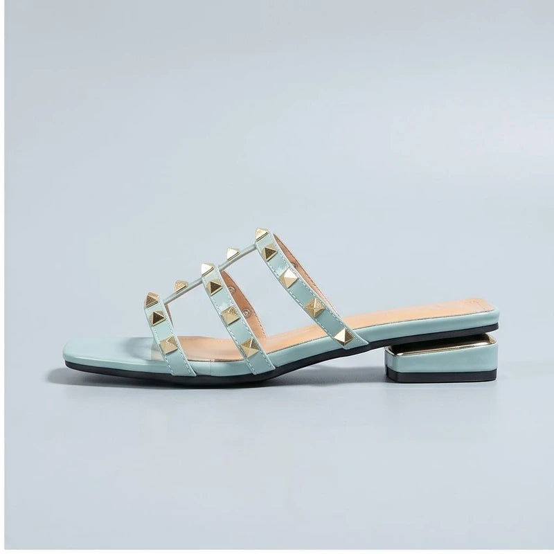 Blue Calista Studded Leather Sandals product photo - 2