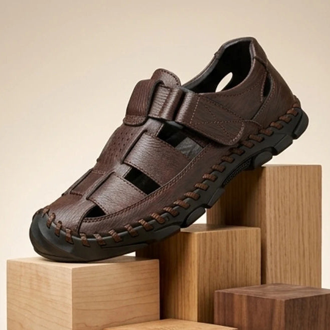 Brown Harlow Genuine Leather Fisherman Sandals product photo