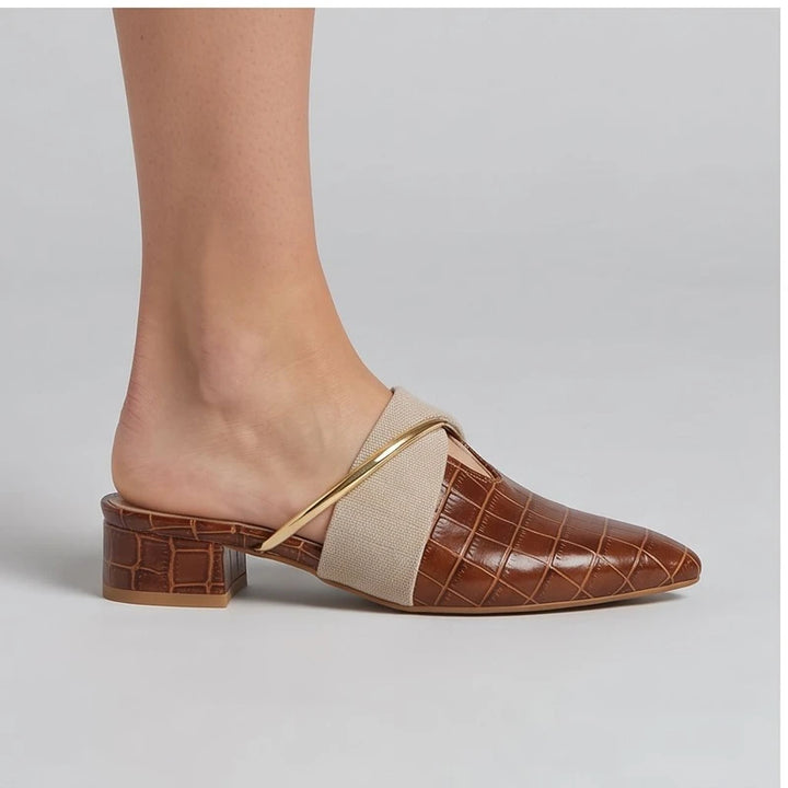 Model wearing Brown mule in a studio - 2
