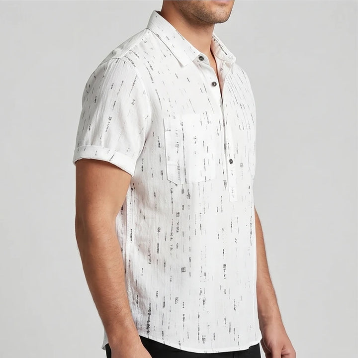 Model wearing White Wilder Short Sleeve Button-Up Shirt in studio - 3